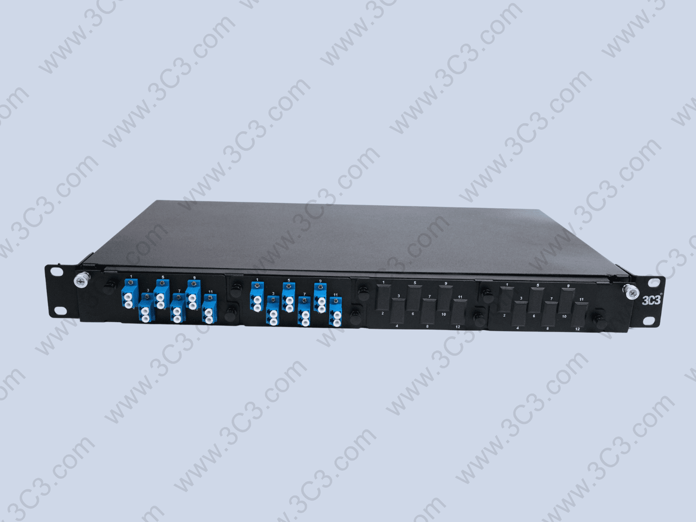 Fiber Patch Panel 19” 4 – Cutout 1U Loaded